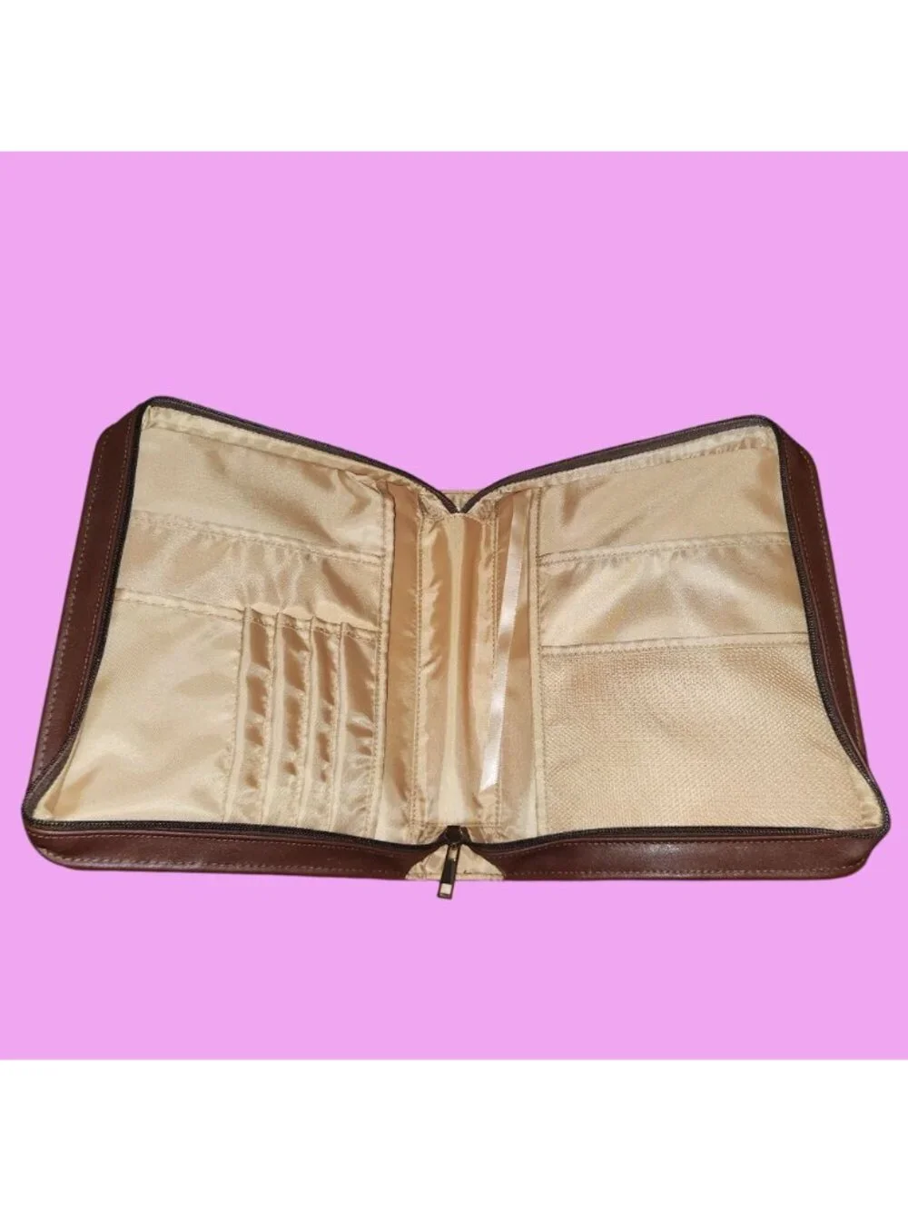Floral Bible Cover with Philippians 4:13 Verse Brown & Pink Faux Leather